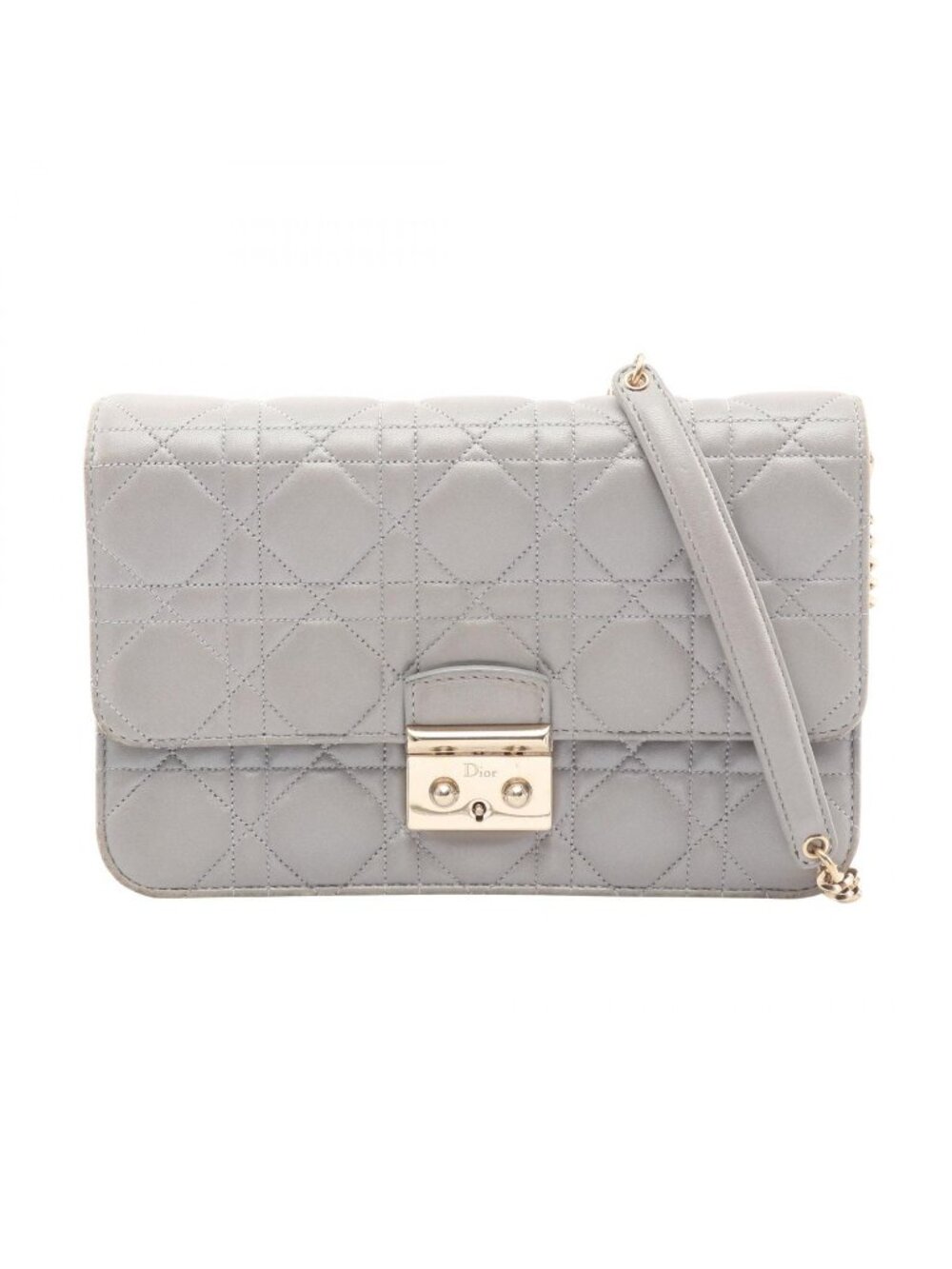 Dior Shoulder Bag Miss Dior Cannage Gray Leather Chain